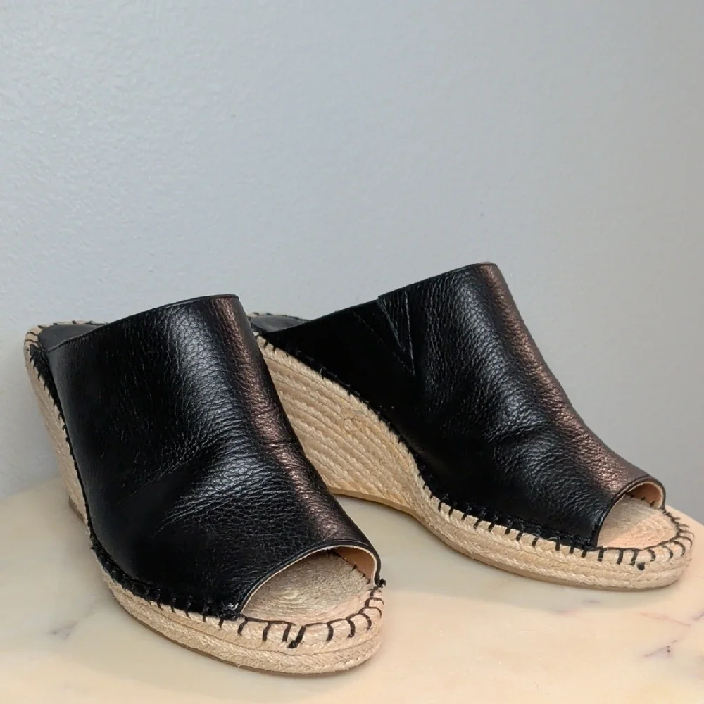 Leather Mules - Espadrille Wedge Slide - BCBGeneration 